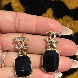 Black Crystal Pendant earrings